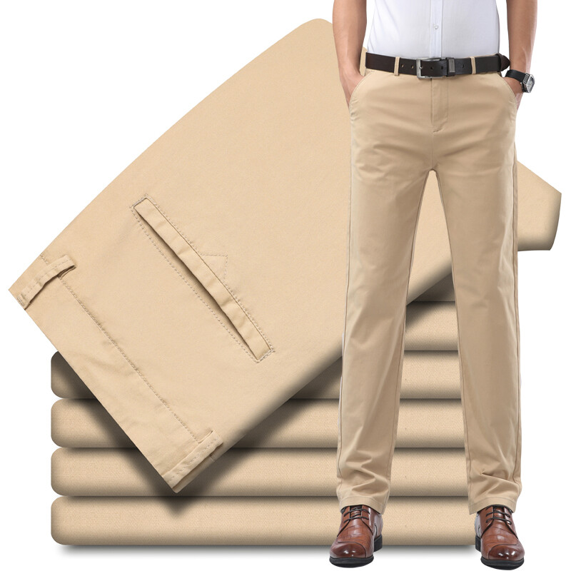 2024. gada pavasara vasara Jaunas, plānas vīriešu ikdienas bikses, 97% kokvilna, elastīga, mīksta, moderna, taisna, brīva ikdienas bikses vīriešiem
