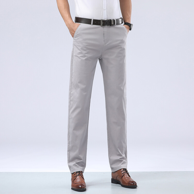 2024. gada pavasara vasara Jaunas, plānas vīriešu ikdienas bikses, 97% kokvilna, elastīga, mīksta, moderna, taisna, brīva ikdienas bikses vīriešiem