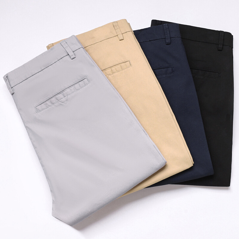 2024. gada pavasara vasara Jaunas, plānas vīriešu ikdienas bikses, 97% kokvilna, elastīga, mīksta, moderna, taisna, brīva ikdienas bikses vīriešiem
