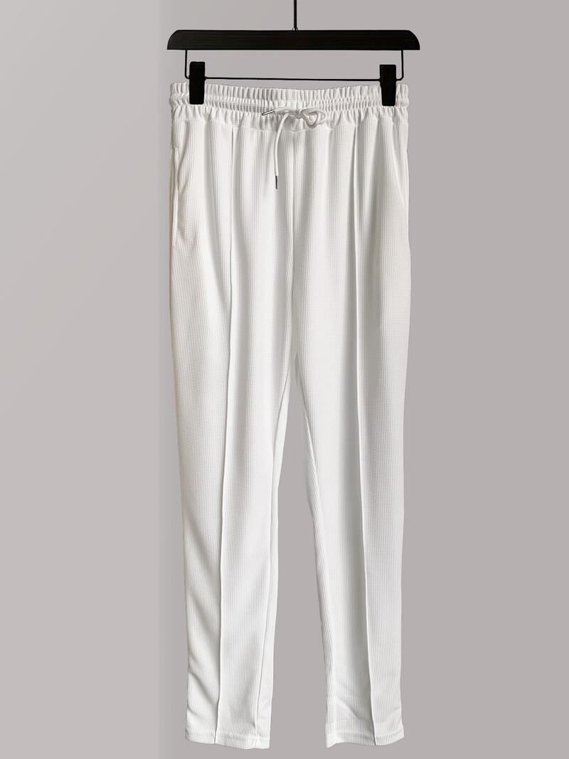 Stilīgas vīriešu vafeļu bikses — ikdienišķs sporta veids, šaurs piegriezums ar regulējamu aukliņu, drošas kabatas visiem gadalaikiem — ideāls āra