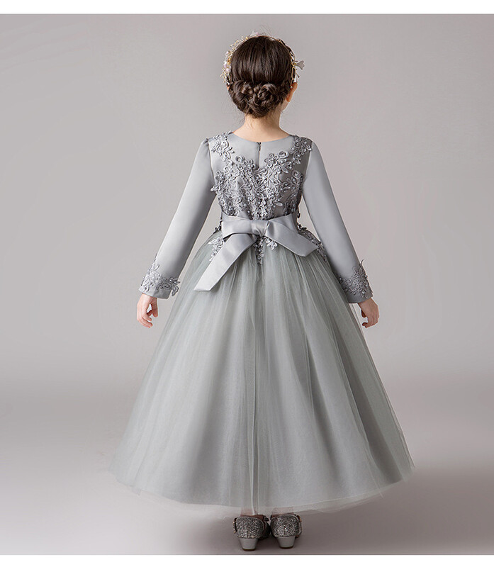 Pavasario rudens suknelės ilgomis rankovėmis princesės gėlėtos mergaičių suknelės, nėriniai, vaikiški gimtadienio mergaičių suknelės vakarėlis šou Vestuviniai vaikiški drabužiai