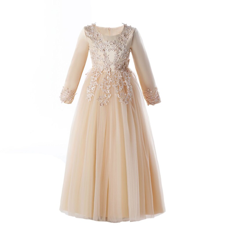 Pavasario rudens suknelės ilgomis rankovėmis princesės gėlėtos mergaičių suknelės, nėriniai, vaikiški gimtadienio mergaičių suknelės vakarėlis šou Vestuviniai vaikiški drabužiai