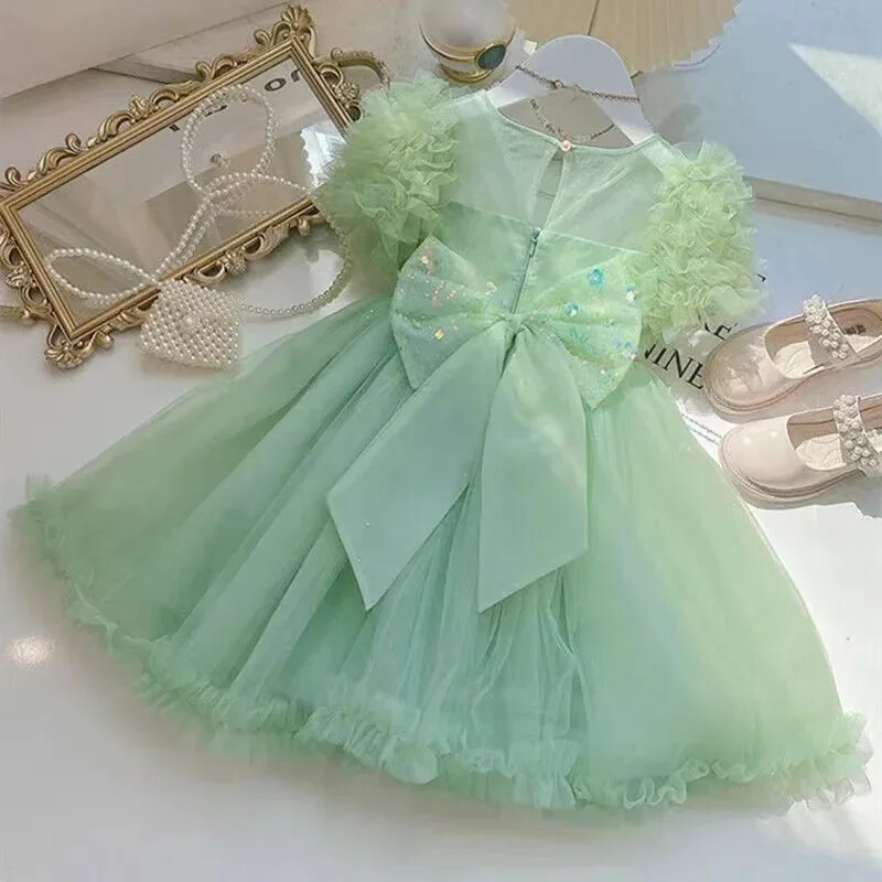 Új lányok édes ruhák gyerekeknek Bolyhos Puff Tutu Frocks Gyerekek Hercegnő Ruha Születésnapi Ruha Vestidos Baba estélyi ruhák