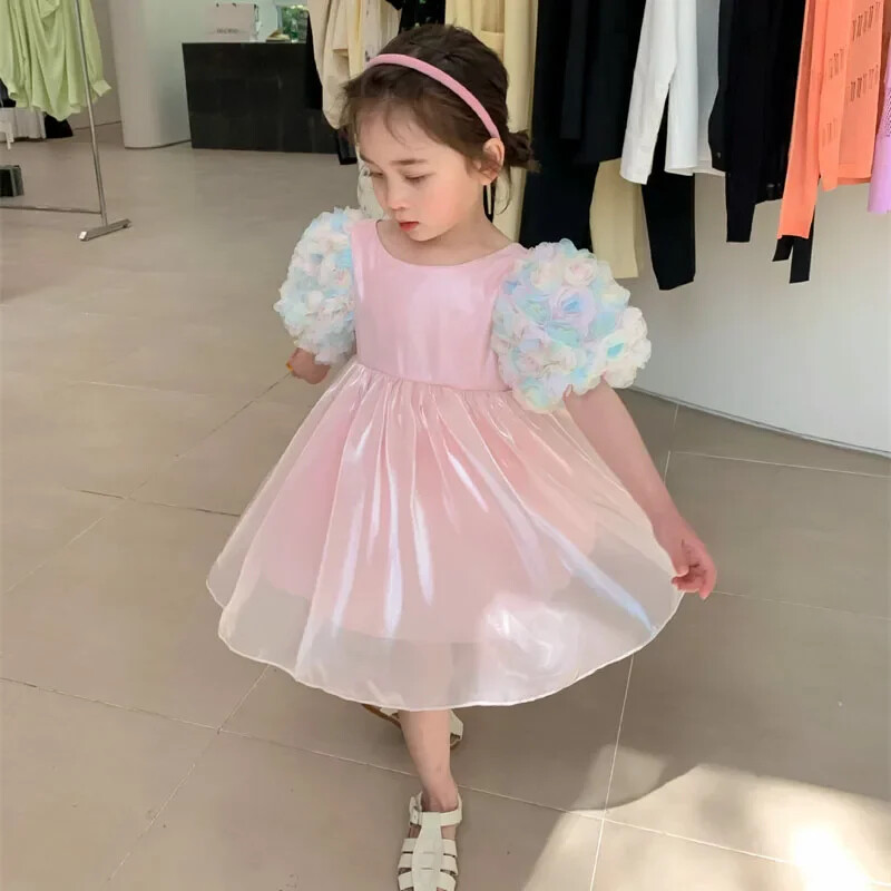 Új lányok édes ruhák gyerekeknek Bolyhos Puff Tutu Frocks Gyerekek Hercegnő Ruha Születésnapi Ruha Vestidos Baba estélyi ruhák