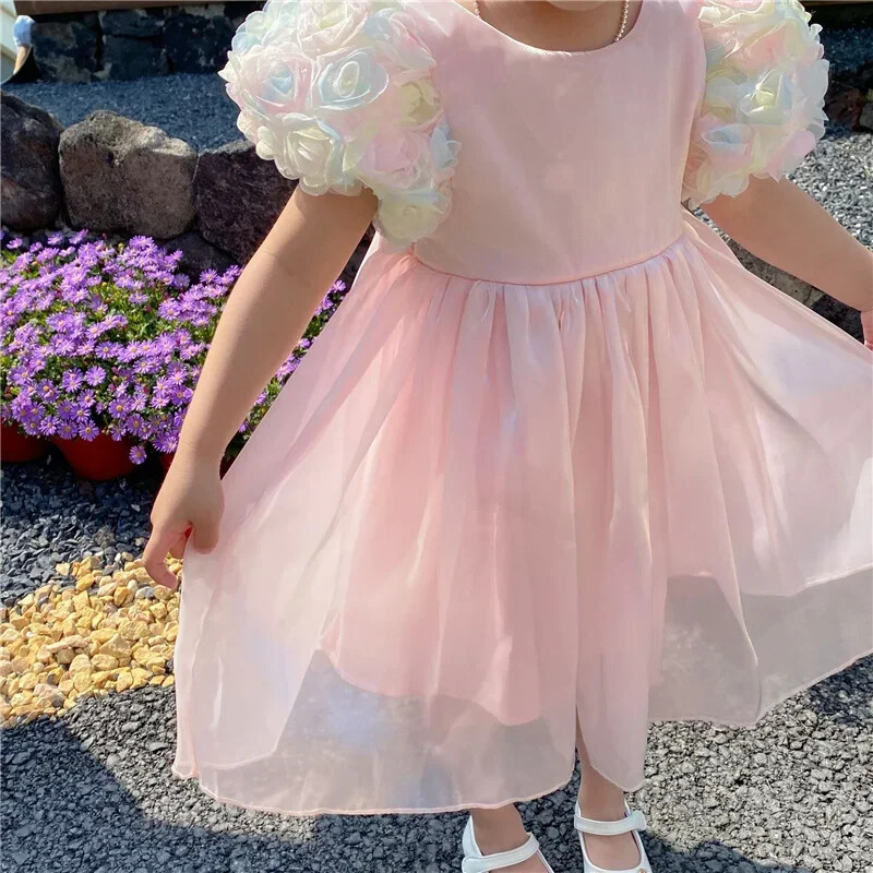 Új lányok édes ruhák gyerekeknek Bolyhos Puff Tutu Frocks Gyerekek Hercegnő Ruha Születésnapi Ruha Vestidos Baba estélyi ruhák