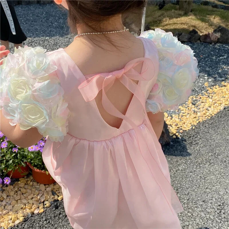 Új lányok édes ruhák gyerekeknek Bolyhos Puff Tutu Frocks Gyerekek Hercegnő Ruha Születésnapi Ruha Vestidos Baba estélyi ruhák