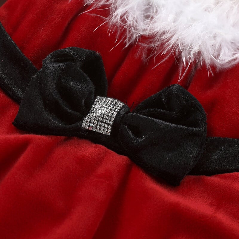 1-7 éves karácsonyi kisgyermek ruha csecsemő gyerek lány váll nélkül polár hosszú ujjú ruha karácsonyi ruhák gyerekeknek tüll Vestidos