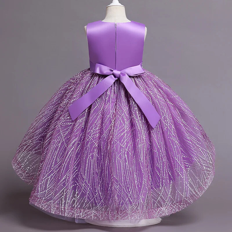 Flower Girl Κομψά Νυφικά Γενέθλια 2 5 έως 7 8 10 χρονών Παιδικά Gala Lilac Πολυτελής τελετή για πάρτι Βρεφικά ρούχα
