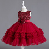 2024 Κορίτσια Luxury Elegant 3 7 10 12 χρονών Ισπανικό πάρτι γενεθλίων Γάμος Γάμος Εορταστική παρουσίαση Ροζ φορέματα Παιδικά ρούχα