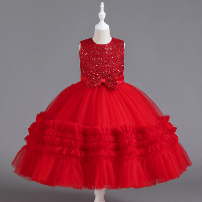 2024 Κορίτσια Luxury Elegant 3 7 10 12 χρονών Ισπανικό πάρτι γενεθλίων Γάμος Γάμος Εορταστική παρουσίαση Ροζ φορέματα Παιδικά ρούχα