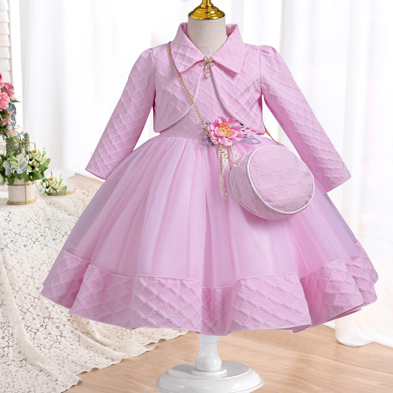 3-8 éves lányok ruha 2024-es új, divatos virágos hálós szoknya+kabát, kétrészes szett farsangi születésnapi fellépési ruha