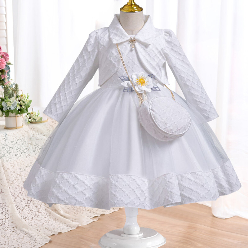 3-8 éves lányok ruha 2024-es új, divatos virágos hálós szoknya+kabát, kétrészes szett farsangi születésnapi fellépési ruha