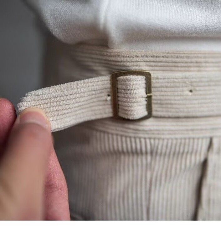 Olasz stílusú kordbársony nápolyi öltöny nadrág Férfi magas derekú, állítható övvel egyenes nadrág őszi angliai üzleti alkalmi nadrág