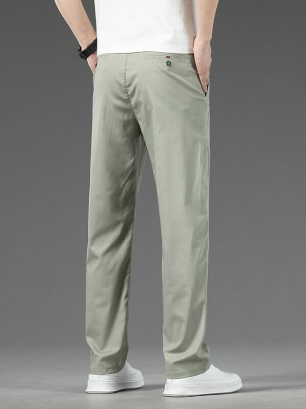 Nyári vékony sztreccs alkalmi nadrág férfiaknak egyszínű koreai stílusú, bő egyenes, kényelmes üzleti alkalmi hosszú nadrág férfi