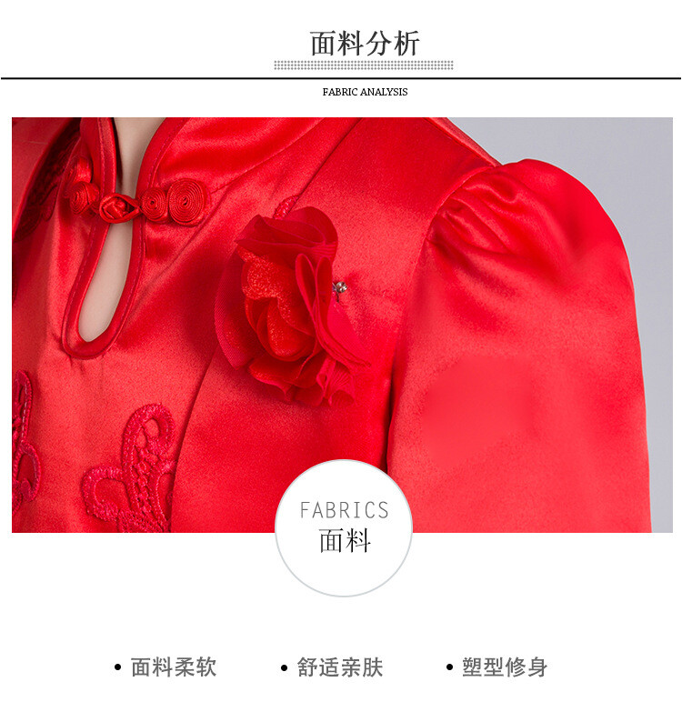 Kūdikių tradicinės kinų vaikiškos raudonos mergaičių suknelės Elegantiškos princesės vestuvinės suknelės mergaitėms gimtadienio vakarėlio balių suknelės vakarėliui