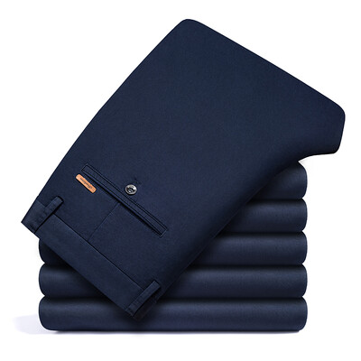 Stretch férfi alkalmi nadrágok klasszikus irodai üzleti egyenes nadrág őszi új kényelmes, magas derékú férfi márka fekete kék kék szürke