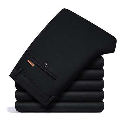 Stretch férfi alkalmi nadrágok klasszikus irodai üzleti egyenes nadrág őszi új kényelmes, magas derékú férfi márka fekete kék kék szürke