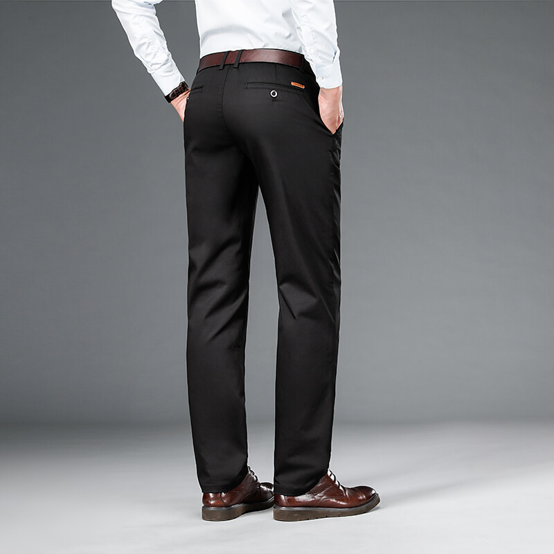 Stretch férfi alkalmi nadrágok klasszikus irodai üzleti egyenes nadrág őszi új kényelmes, magas derékú férfi márka fekete kék kék szürke
