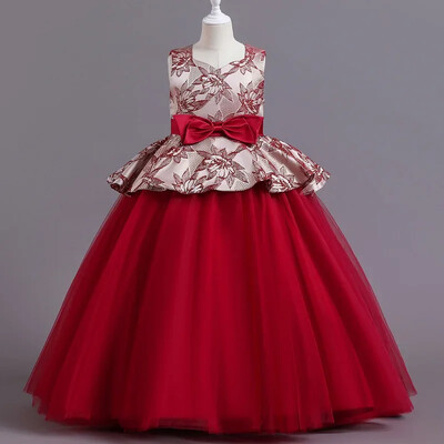 Divatos gyerek esküvői ruha Csipke hálós ujjatlan virágos lányruhák esküvőre Nyári lányos parti ruha 4-14 éves korig