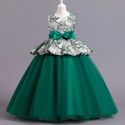 Divatos gyerek esküvői ruha Csipke hálós ujjatlan virágos lányruhák esküvőre Nyári lányos parti ruha 4-14 éves korig