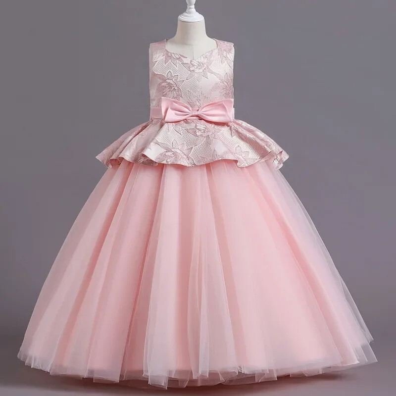 Divatos gyerek esküvői ruha Csipke hálós ujjatlan virágos lányruhák esküvőre Nyári lányos parti ruha 4-14 éves korig