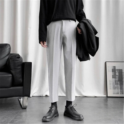 Poliészter elasztikus férfi nyári nadrág sztreccs fehér férfi öltöny nadrág spandex olcsó klasszikus luxus koreai stílusú ruhatervező