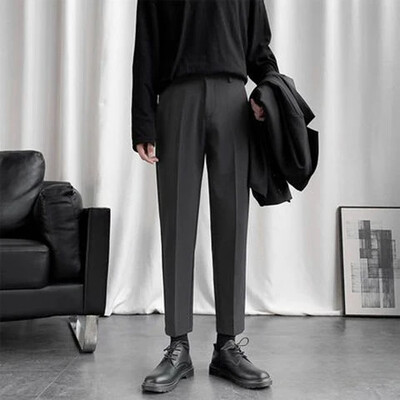 Poliészter elasztikus férfi nyári nadrág sztreccs fehér férfi öltöny nadrág spandex olcsó klasszikus luxus koreai stílusú ruhatervező