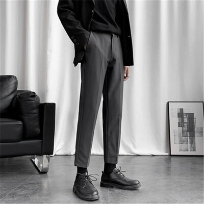 Poliészter elasztikus férfi nyári nadrág sztreccs fehér férfi öltöny nadrág spandex olcsó klasszikus luxus koreai stílusú ruhatervező