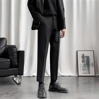 Poliészter elasztikus férfi nyári nadrág sztreccs fehér férfi öltöny nadrág spandex olcsó klasszikus luxus koreai stílusú ruhatervező