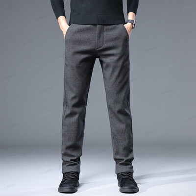 Επώνυμα ρούχα Υψηλής ποιότητας Ανδρικά φθινοπωρινά, χειμωνιάτικα παντελόνια casual Business Fashion Stretch Παχύ βαμβακερό παντελόνι από ίνες μπαμπού Αντρικό