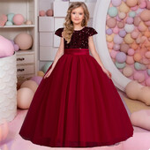 Little Big Girls Επίσημο βραδινό φόρεμα για πάρτι γενεθλίων με εξώπλατες παγιέτες