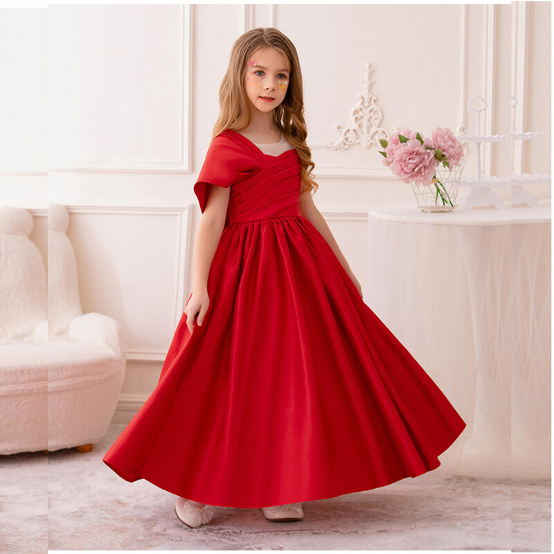 Fényes kisgyermek kis nagy lányok fél váll flitteres, hosszú hivatalos estélyi ruha születésnapi parti díszruha