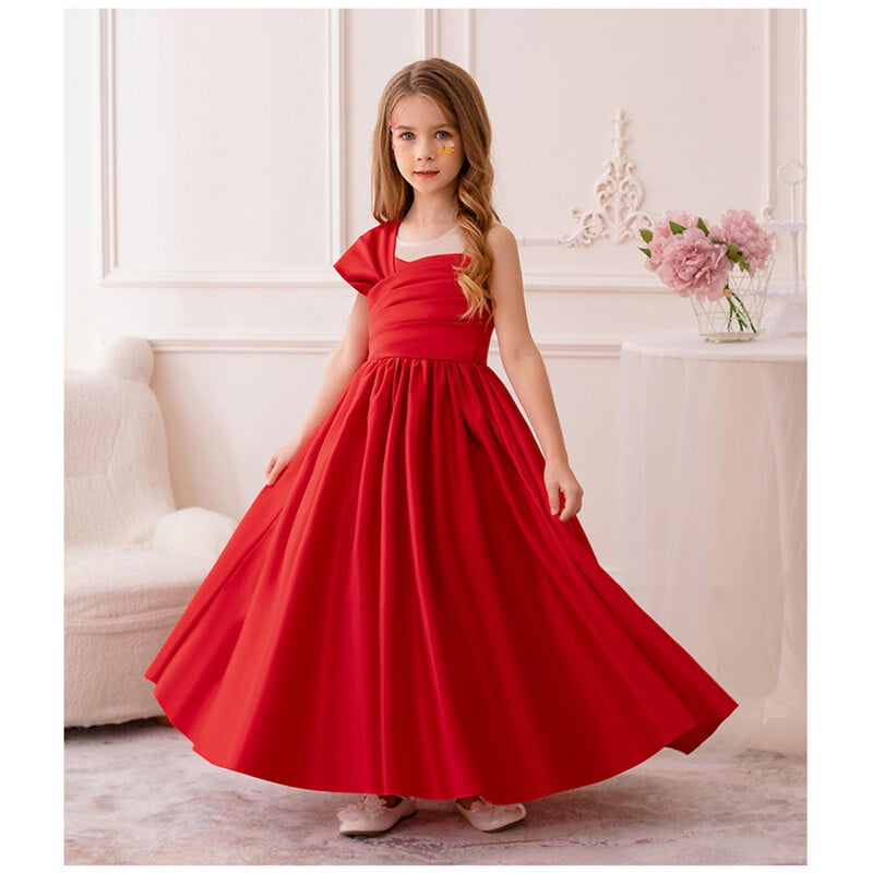Fényes kisgyermek kis nagy lányok fél váll flitteres, hosszú hivatalos estélyi ruha születésnapi parti díszruha