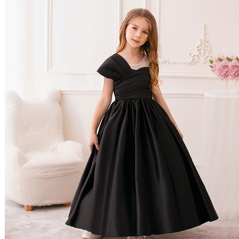 Fényes kisgyermek kis nagy lányok fél váll flitteres, hosszú hivatalos estélyi ruha születésnapi parti díszruha