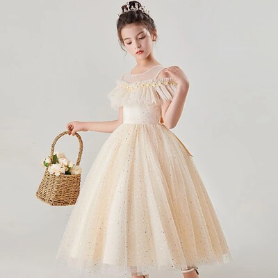 Νέο ανοιξιάτικο φόρεμα πριγκίπισσας για κορίτσια Παιδικό διχτυωτό φόρεμα με λουλούδια για περφόρμανς πάρτι γενεθλίων γάμου