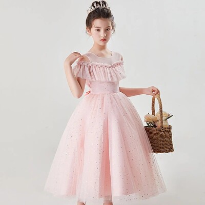Νέο ανοιξιάτικο φόρεμα πριγκίπισσας για κορίτσια Παιδικό διχτυωτό φόρεμα με λουλούδια για περφόρμανς πάρτι γενεθλίων γάμου