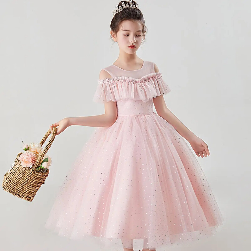 Νέο ανοιξιάτικο φόρεμα πριγκίπισσας για κορίτσια Παιδικό διχτυωτό φόρεμα με λουλούδια για περφόρμανς πάρτι γενεθλίων γάμου
