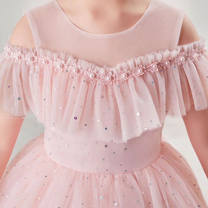 Νέο ανοιξιάτικο φόρεμα πριγκίπισσας για κορίτσια Παιδικό διχτυωτό φόρεμα με λουλούδια για περφόρμανς πάρτι γενεθλίων γάμου