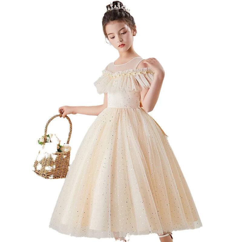 Νέο ανοιξιάτικο φόρεμα πριγκίπισσας για κορίτσια Παιδικό διχτυωτό φόρεμα με λουλούδια για περφόρμανς πάρτι γενεθλίων γάμου