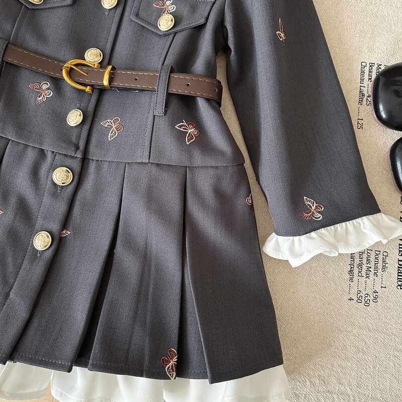 Lányruha új őszi tavaszi gyerekek baba lány pillangós ruha gyerekruha övvel Lány születésnapi ruha jelmez