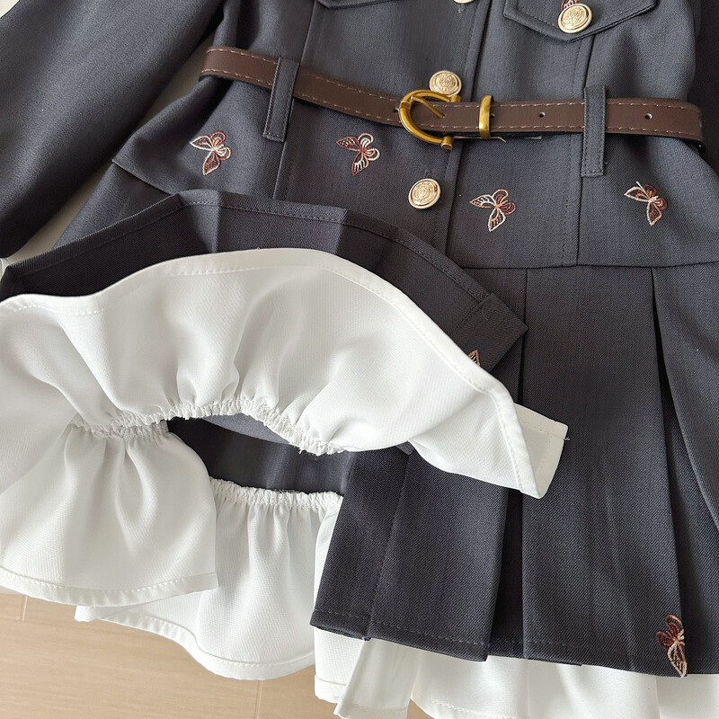 Lányruha új őszi tavaszi gyerekek baba lány pillangós ruha gyerekruha övvel Lány születésnapi ruha jelmez