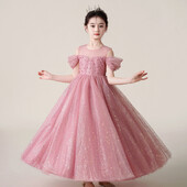 Κοριτσάκι Luxury Βραδινό Παιδικό Κομψό Παιδικό Παιδικό Χριστουγεννιάτικο Νυφικό Βάπτισης Από 4 6 8 10 12 14 ετών Μακρύ Φόρεμα