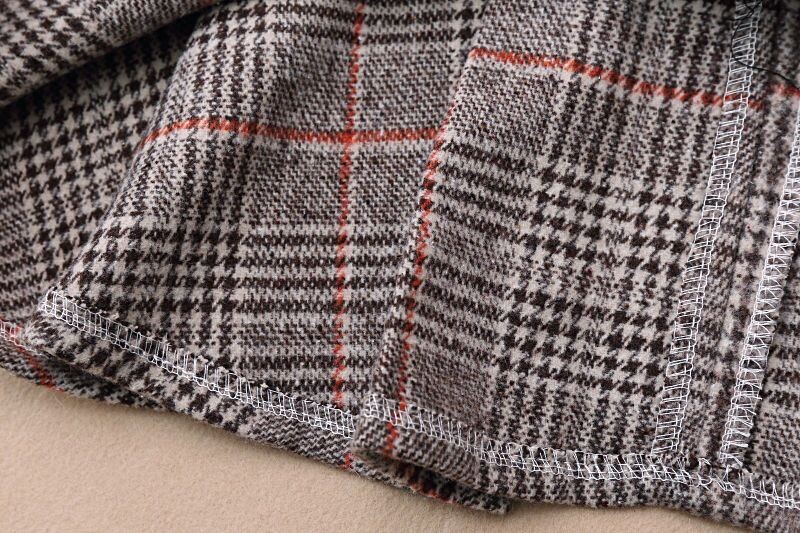 Vaikų mergaičių vilnonė suknelė be rankovių, 2024 m. Nauji atvykę vaikų rudens žiemos suknelės Kavos rožinė languota laisvalaikio suknelė