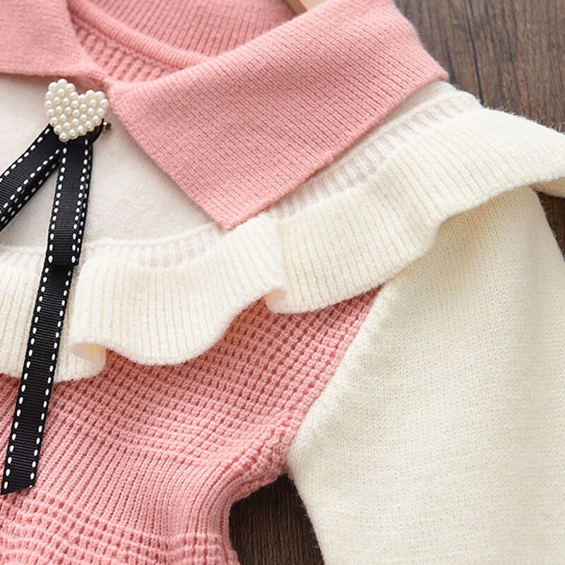 Virágos lány ruhák Lány születésnapi buli ruha Rózsaszín hercegnő ruha Love masnis gallér összefűző ruha Téli gyerekruha