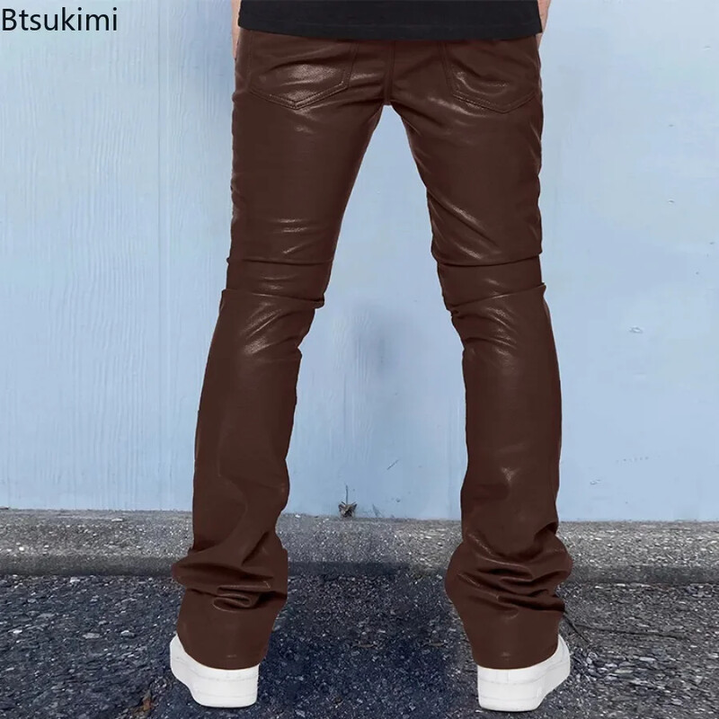 Nove hip hop hlače za 2024. Muške ležerne široke kožne hlače Modne udobne kožne hlače srednjeg struka Trend muške odjeće