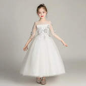 Divatos virágos lányruhák esküvőre Csipke hosszú ujjú hercegnőruha lányoknak Nyári lányos parti ruhák 3-16 éves korig