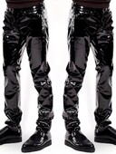 S-XXL Wet Look PVC kelnės Vyriškos blizgios PU odos Džinsai Kelnės Pėdkelnės Hip Hop Lederhose Kišenės Spodnie Pantalon Clubwear Bėgiotojai