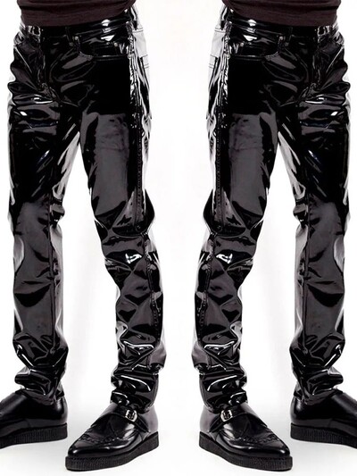 S-XXL Wet Look PVC hlače Muške sjajne PU kožne traperice Hlače Tajice Hip Hop Lederhose džepovi Spodnie Pantalon Clubwear Joggers