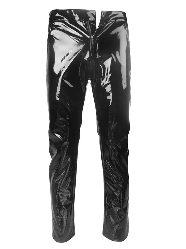 S-XXL Wet Look PVC kelnės Vyriškos blizgios PU odos Džinsai Kelnės Pėdkelnės Hip Hop Lederhose Kišenės Spodnie Pantalon Clubwear Bėgiotojai