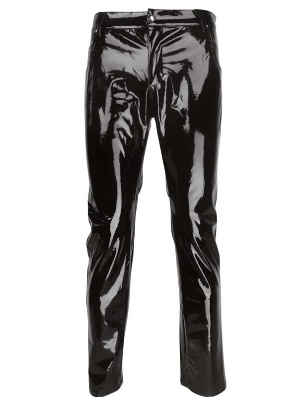 S-XXL Wet Look PVC kelnės Vyriškos blizgios PU odos Džinsai Kelnės Pėdkelnės Hip Hop Lederhose Kišenės Spodnie Pantalon Clubwear Bėgiotojai